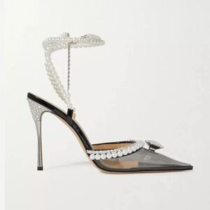 MACH & MACH NEW Diamond Of Elizabeth PVC Patent Leather Pearl Heels Size 10 US